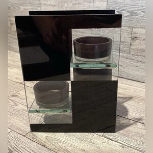 Modern Black Glass Candle Holder